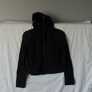 Black lululemon scuba hoodie with Embroidered Details
